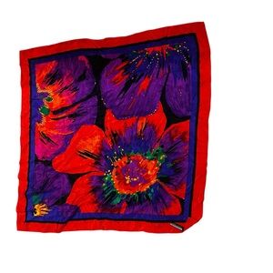 Ellen Tracy 100% Silk Floral Scarf Vintage